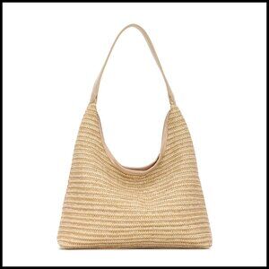 Straw Bucket Tote Handbag Woven Vacation Purse Boho Beach Bag Trendy